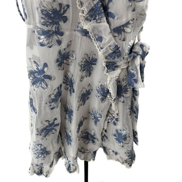 Athena Procopiou Size 2 French Fairytale Ruffle Wrap Dress Blue White Floral - Picture 10 of 14